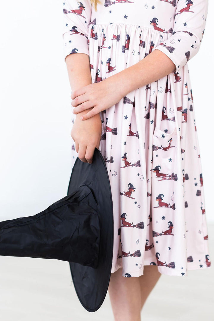 Happy Howl-oween 3/4 Sleeve Pocket Twirl Dress-Mila & Rose ®