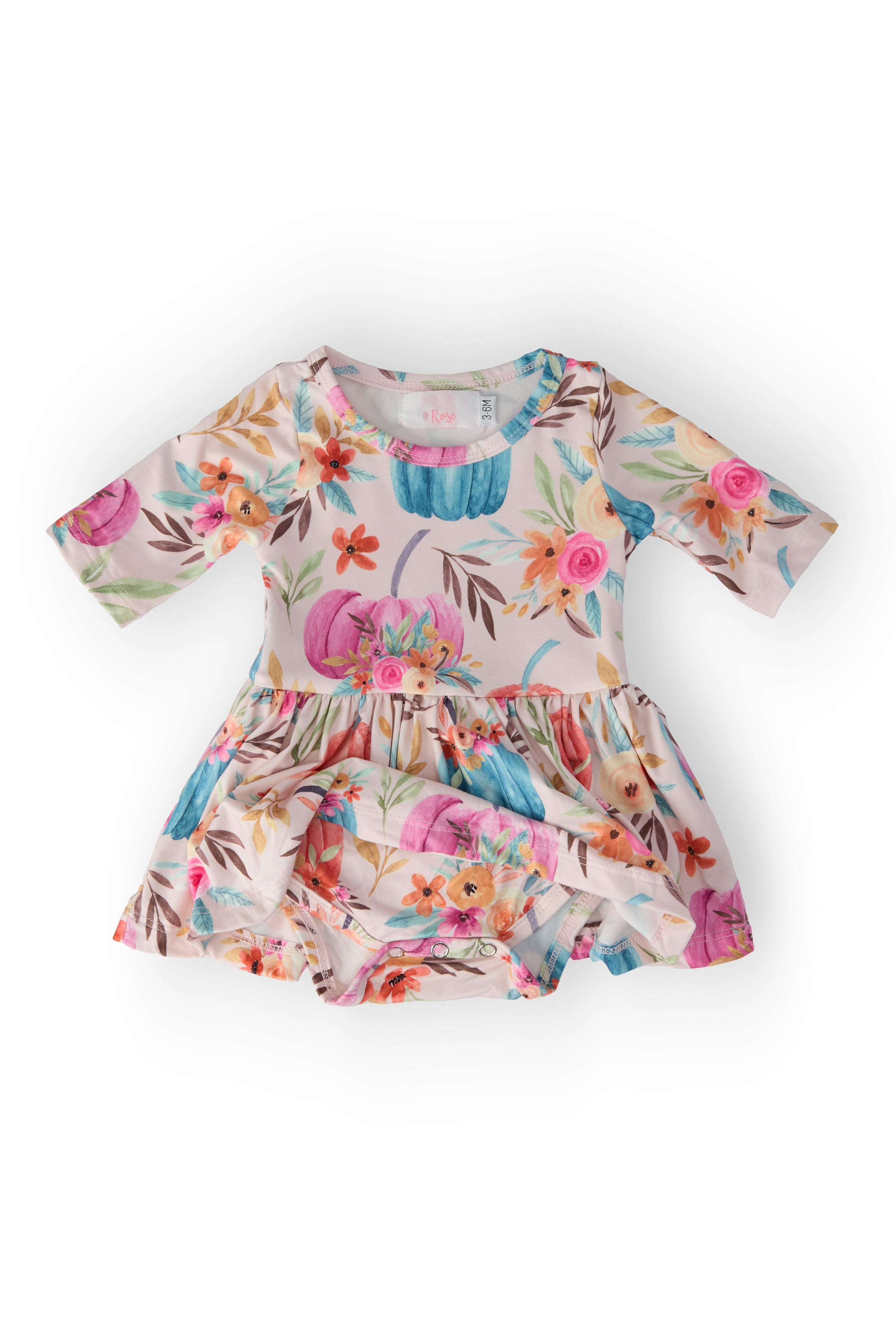 Harvest Blooms 3/4 Sleeve Twirl Bodysuit-Mila & Rose ®