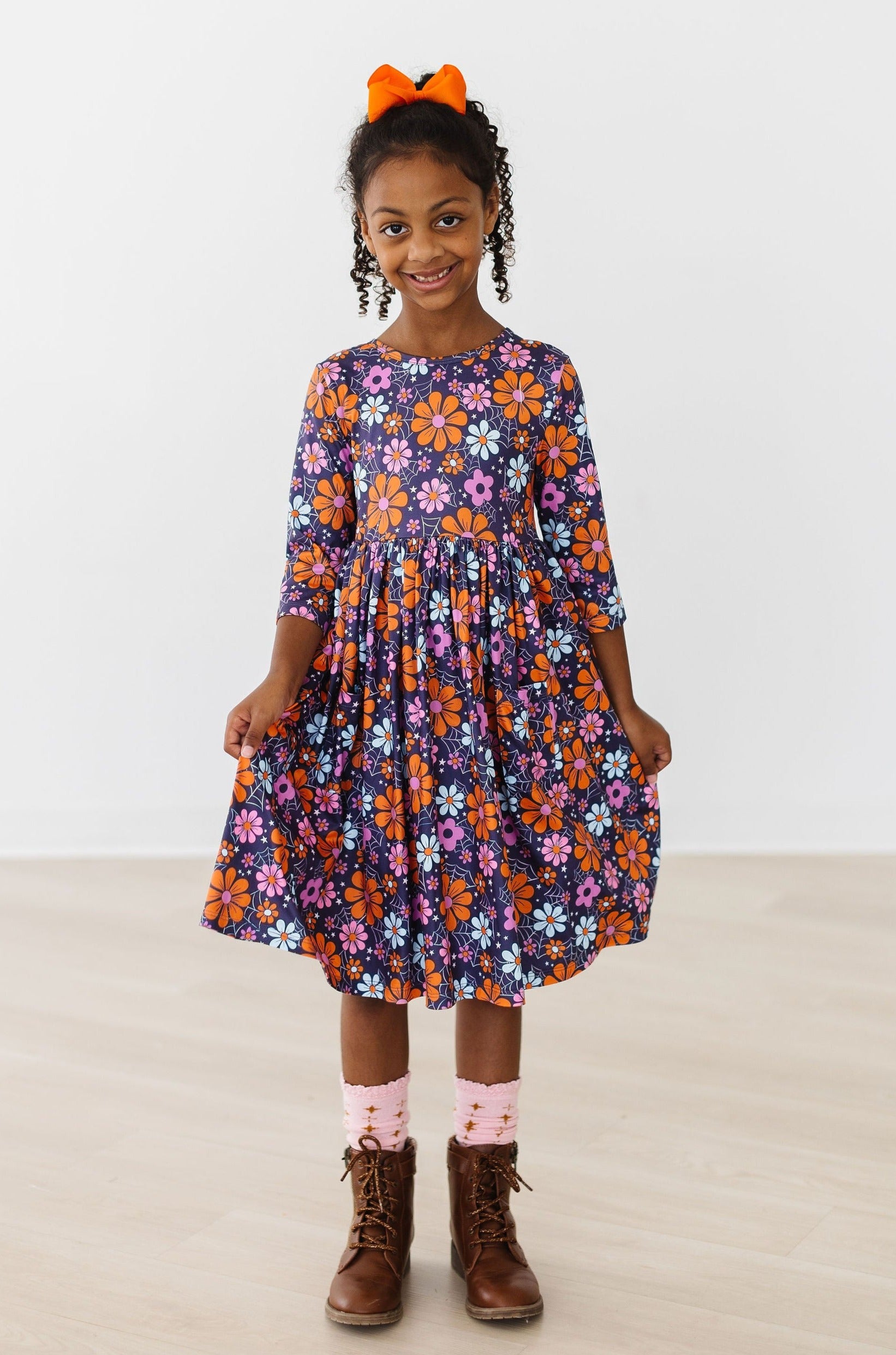Haunted Garden 3/4 Sleeve Pocket Twirl Dress-Mila & Rose ®