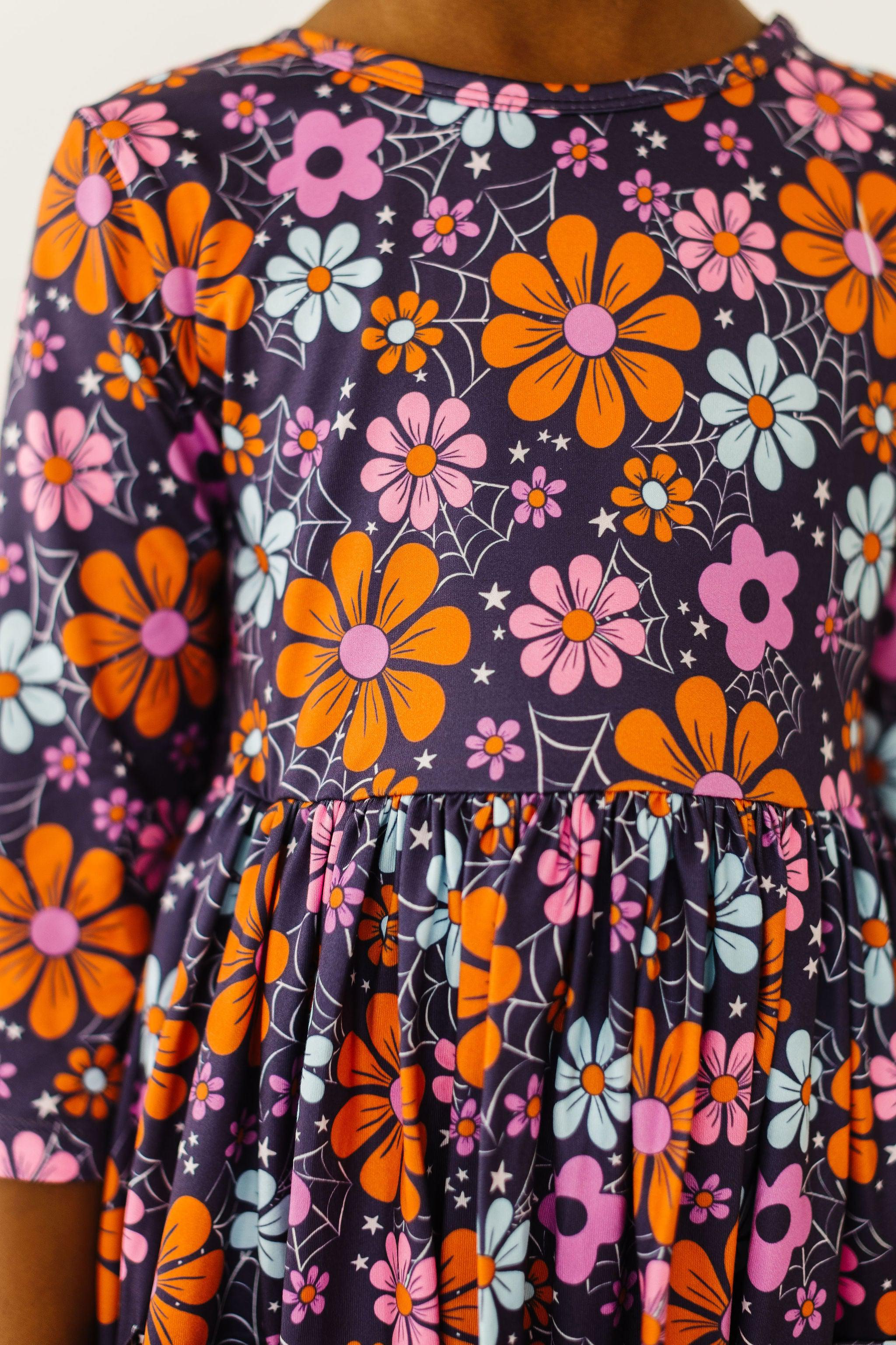 Haunted Garden 3/4 Sleeve Pocket Twirl Dress-Mila & Rose ®