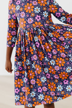 Haunted Garden 3/4 Sleeve Pocket Twirl Dress-Mila & Rose ®