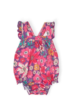Hawaiian Floral Ruffle Cross Back Romper-Mila & Rose ®