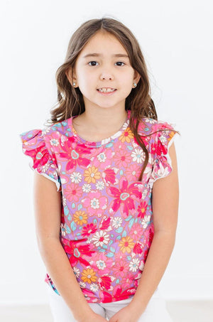 SALE Hawaiian Floral S/S Ruffle Tee-Mila & Rose ®