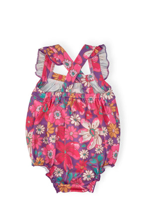 Hawaiian Floral Ruffle Cross Back Romper-Mila & Rose ®