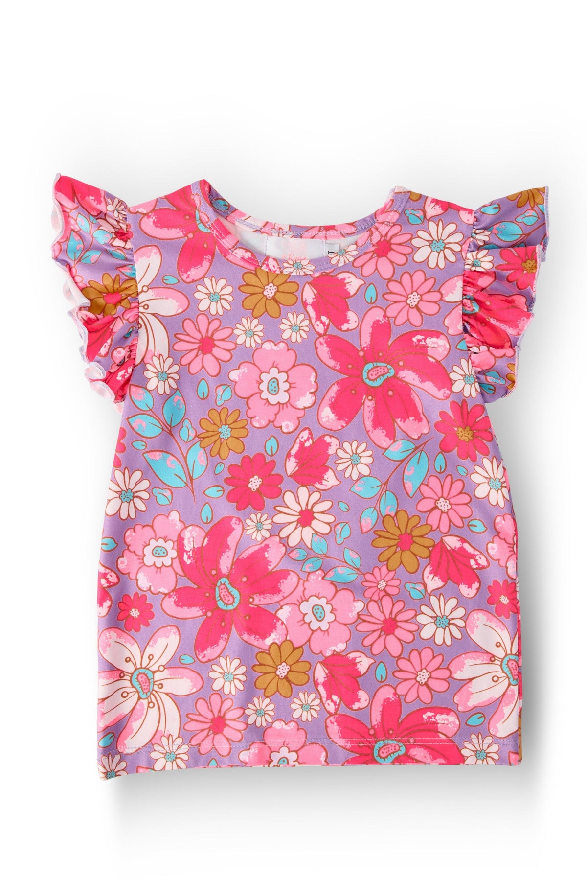 SALE Hawaiian Floral S/S Ruffle Tee-Mila & Rose ®