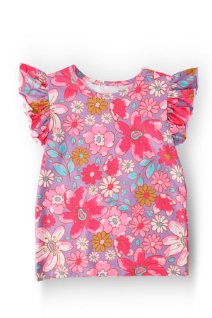 SALE Hawaiian Floral S/S Ruffle Tee-Mila & Rose ®