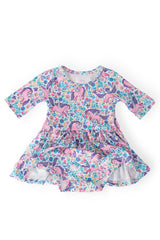 Head in the Clouds 3/4 Sleeve Twirl Bodysuit-Mila & Rose ®