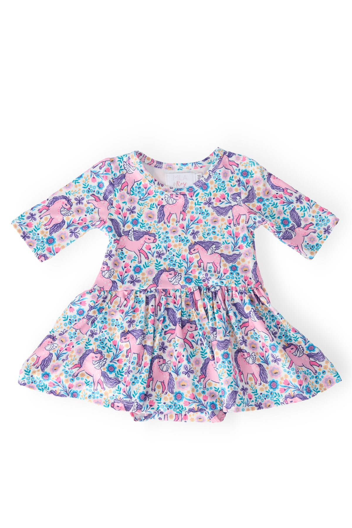 Head in the Clouds 3/4 Sleeve Twirl Bodysuit-Mila & Rose ®