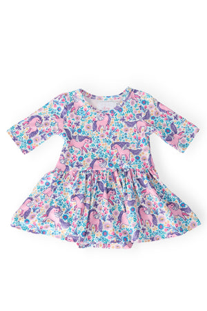 Head in the Clouds 3/4 Sleeve Twirl Bodysuit-Mila & Rose ®