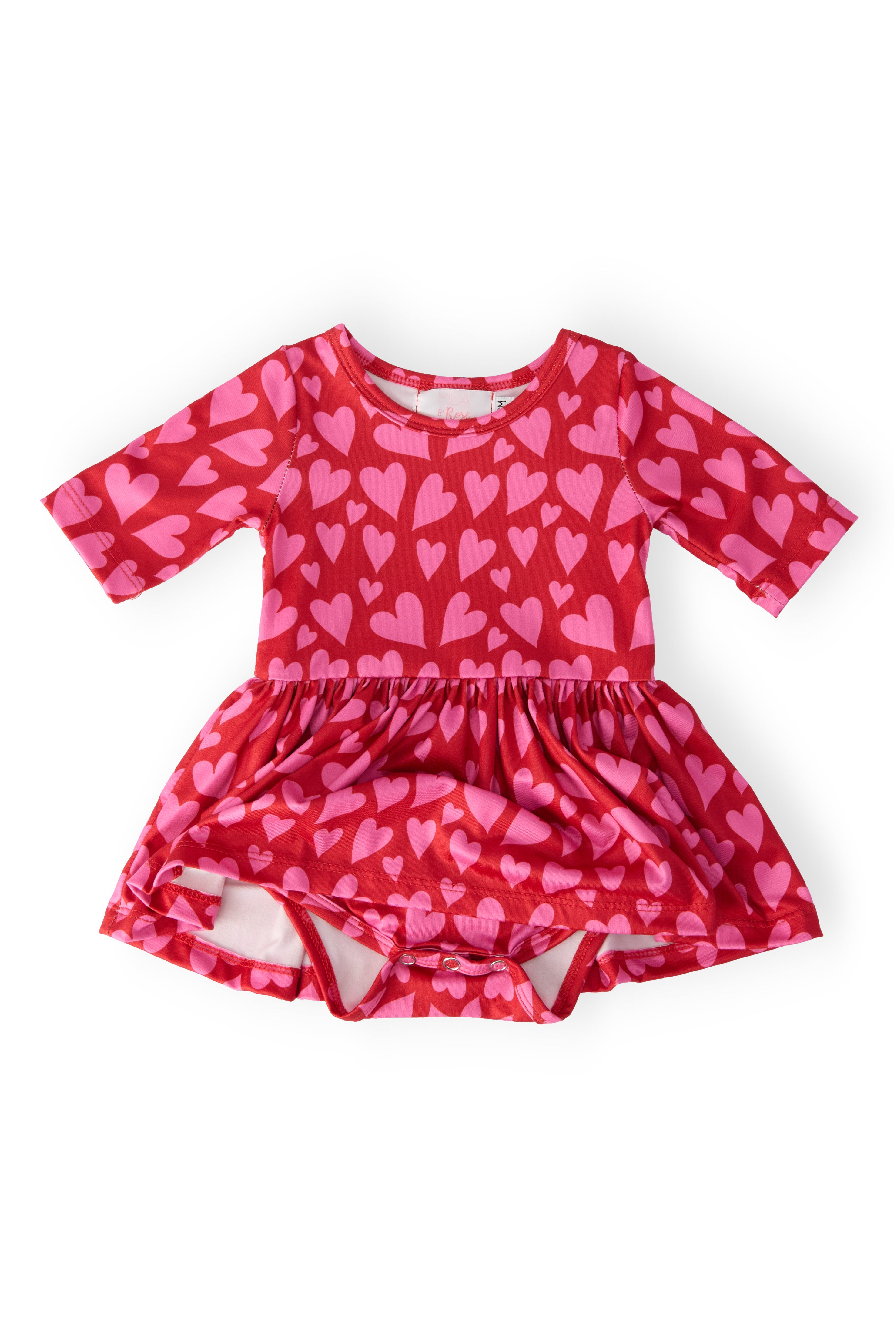 Hearts & Hugs 3/4 Sleeve Twirl Bodysuit-Mila & Rose ®