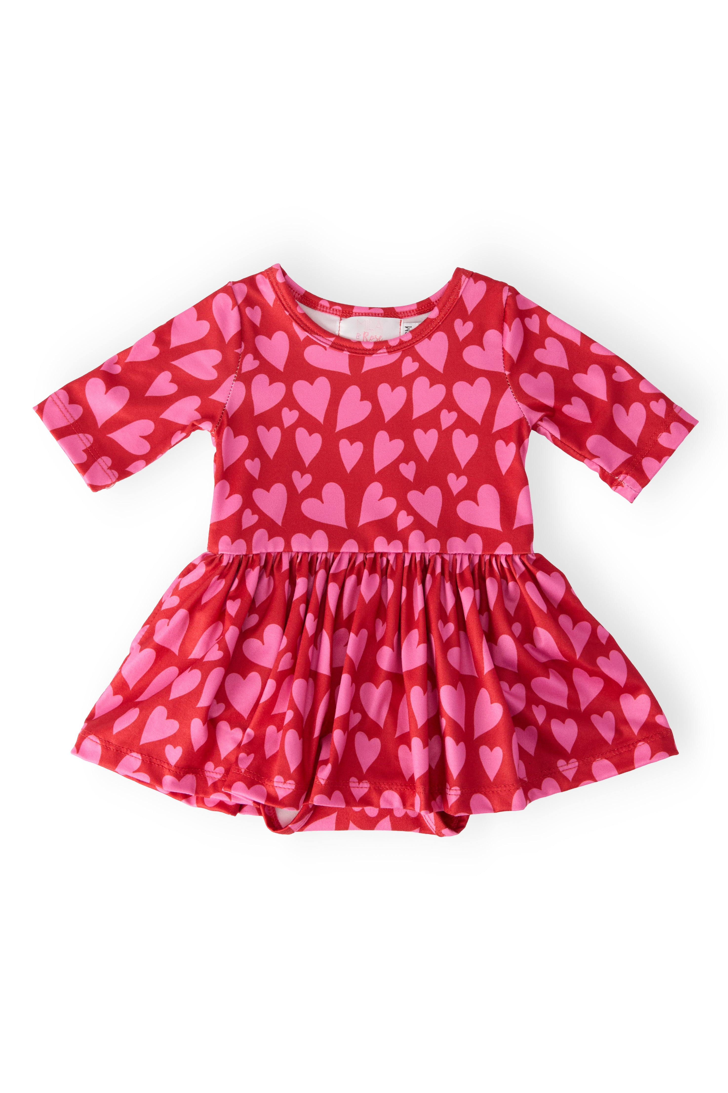 Hearts & Hugs 3/4 Sleeve Twirl Bodysuit-Mila & Rose ®