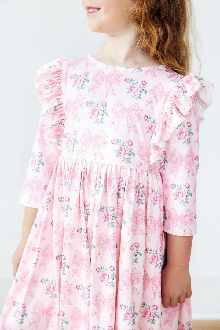 Heirloom Garden 3/4 Sleeve Ruffle Twirl Dress-Mila & Rose ®