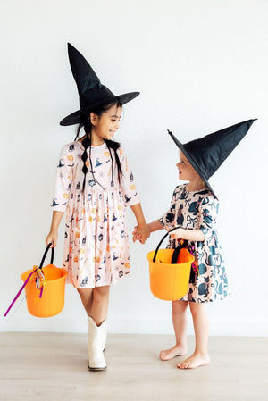 Hey Boo 3/4 Sleeve Pocket Twirl Dress-Mila & Rose ®