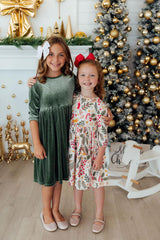 Holly Jolly Christmas 3/4 Sleeve Pocket Twirl Dress-Mila & Rose ®