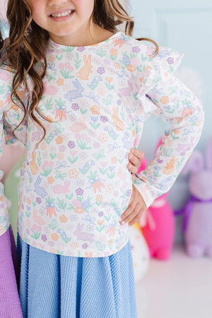 Hoppy Easter L/S Ruffle Tee-Mila & Rose ®