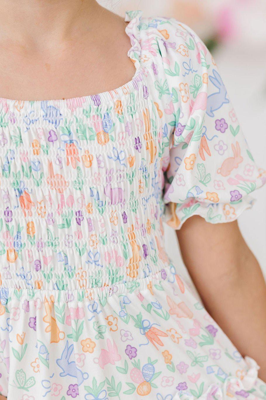 Girls' Hoppy Easter Smocked Ruffle Dress Size: 4T Toddler By Mila & Rose Girls' Hoppy Easter Smocked Ruffle Dress Size: 4T Toddler By Mila & Rose