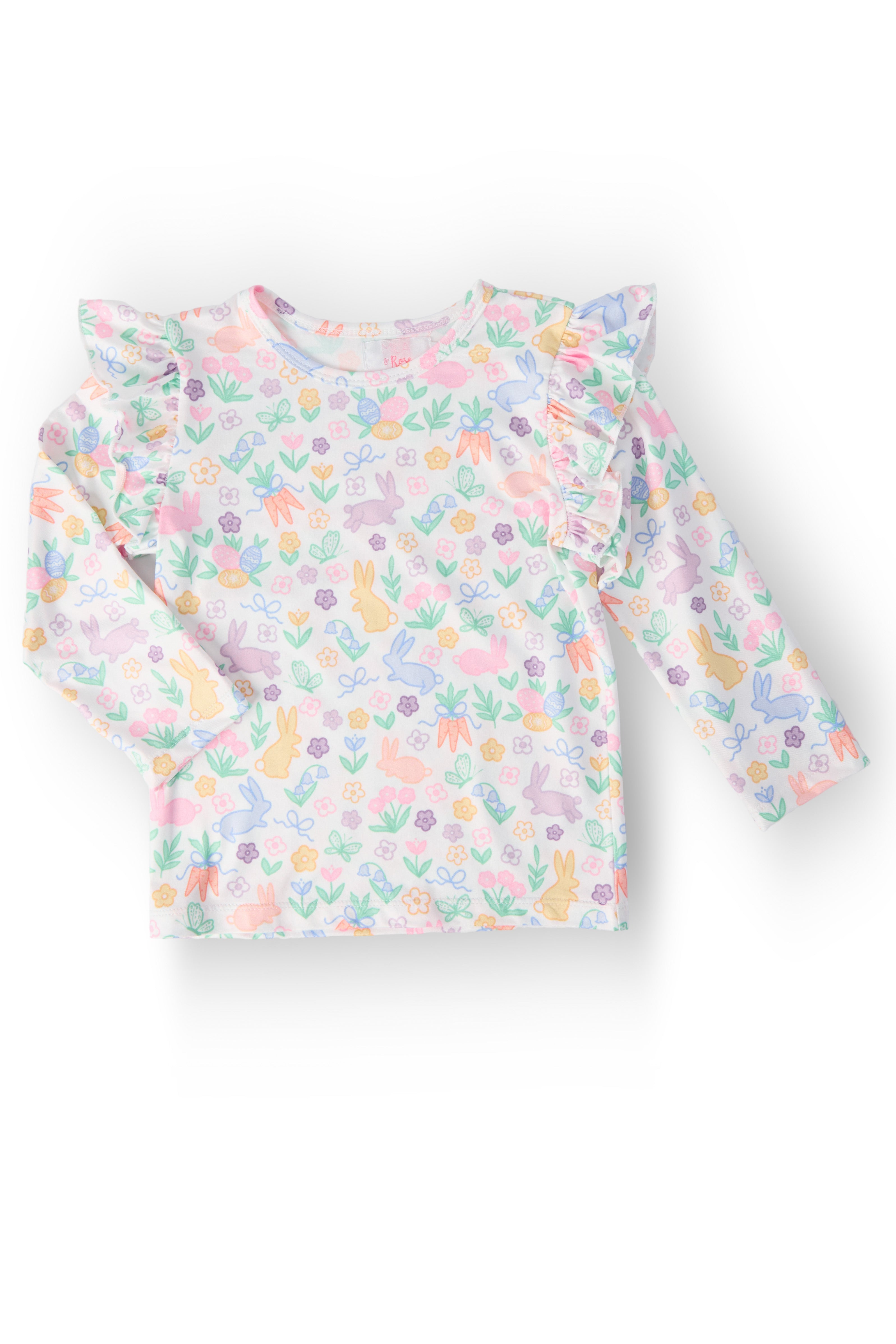 Hoppy Easter L/S Ruffle Tee-Mila & Rose ®