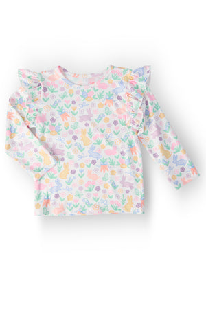 Hoppy Easter L/S Ruffle Tee-Mila & Rose ®