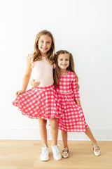 Hot Pink Gingham Ruffle Twirl Skort-Mila & Rose ®