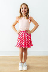 Hot Pink Gingham Ruffle Twirl Skort-Mila & Rose ®