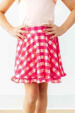 Hot Pink Gingham Ruffle Twirl Skort-Mila & Rose ®