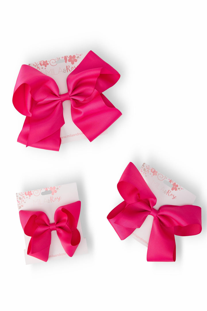Hot Pink Grosgrain Hair Bow-Mila & Rose ®