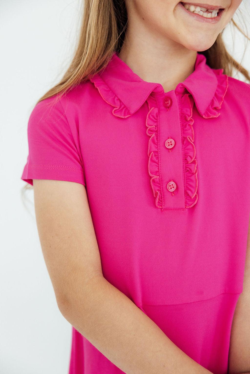 Girls' Hot Pink Polo Dress Size: 7/8 By Mila & Rose Girls' Hot Pink Polo Dress Size: 7/8 By Mila & Rose