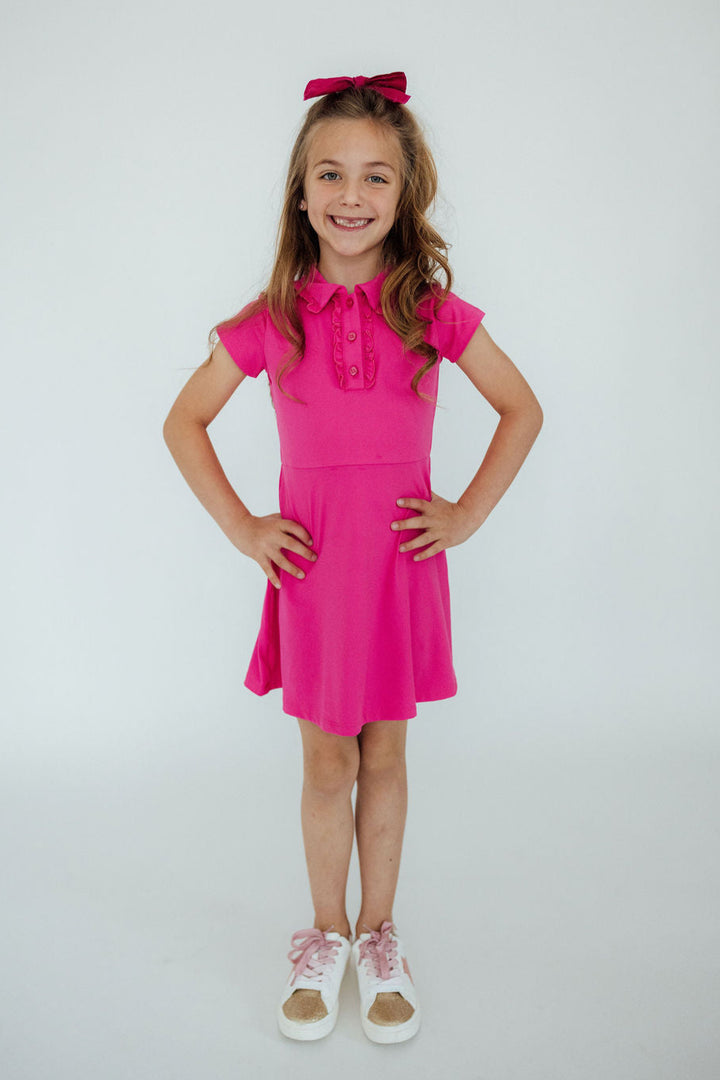 Hot Pink S/S Polo Dress-Mila & Rose ®