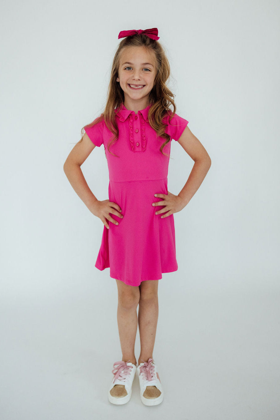 Hot Pink S/S Polo Dress | Mila & Rose Hot Pink S/S Polo Dress | Mila & Rose