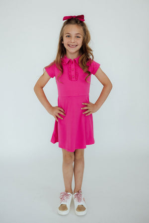 Hot Pink S/S Polo Dress-Mila & Rose ®