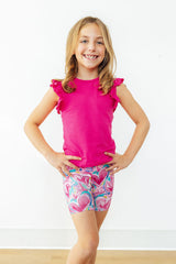 Hot Pink S/S Ruffle Tee-Mila & Rose ®