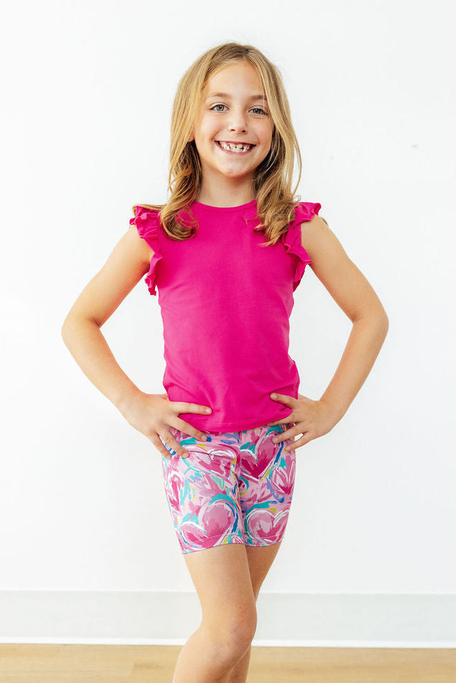Hot Pink S/S Ruffle Tee-Mila & Rose ®