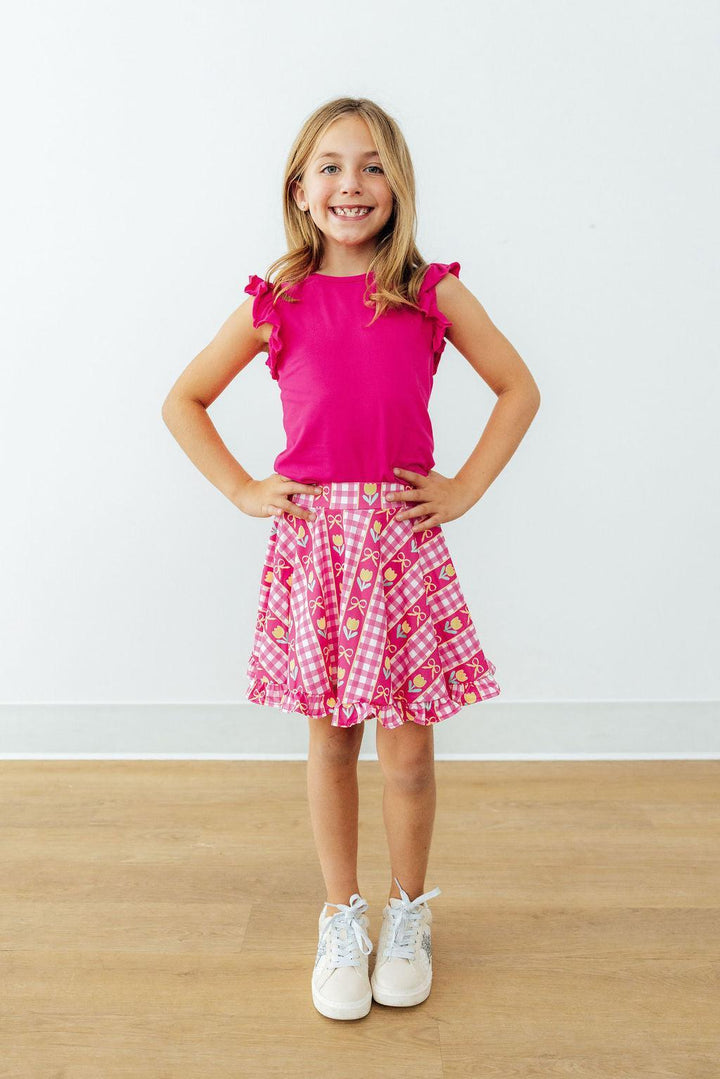 Hot Pink S/S Ruffle Tee-Mila & Rose ®