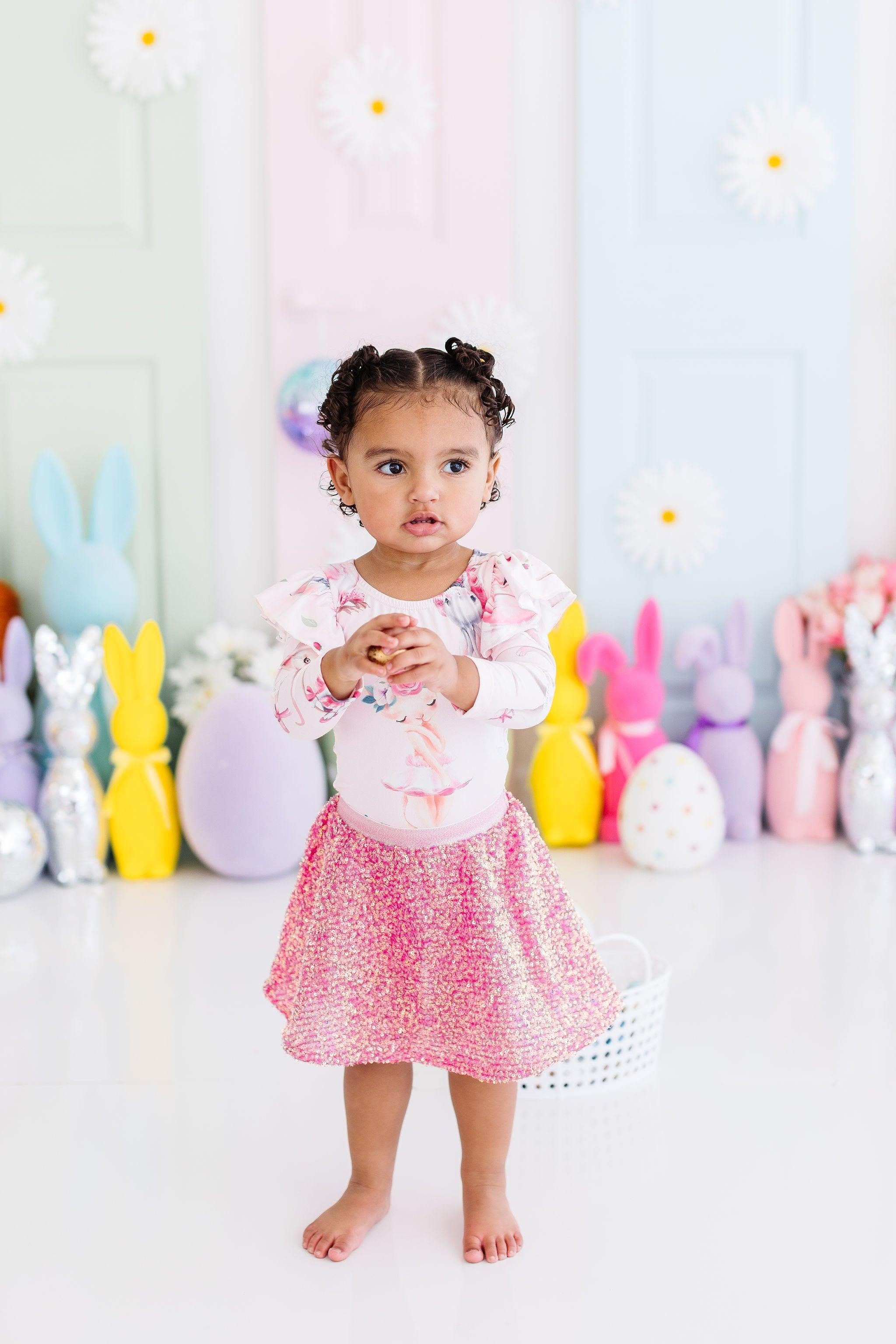 Hot Pink Sequin Twirl Skort-Mila & Rose ®