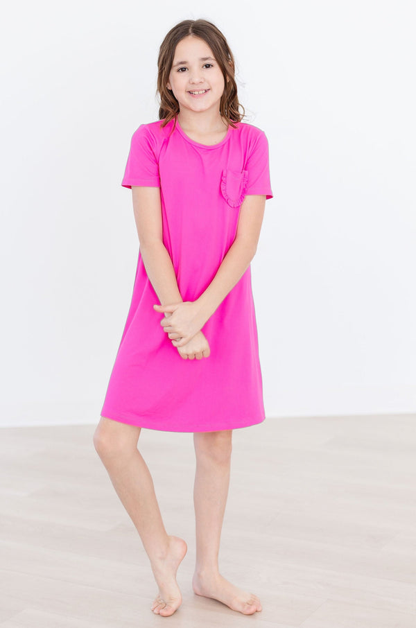 strapless open back dress Girls' Bubblegum Pink T-Shirt Dress Size: 12-24M by Mila & Rose main image 1