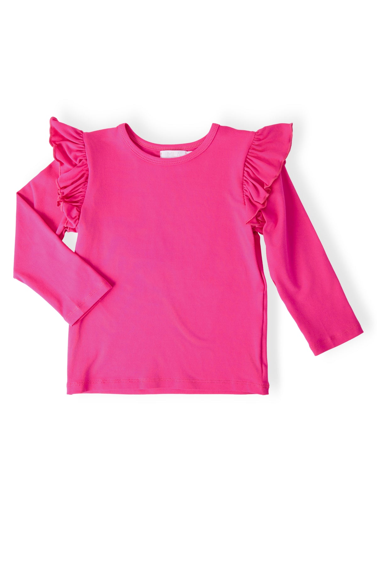 Hot Pink L/S Ruffle Tee-Mila & Rose ®