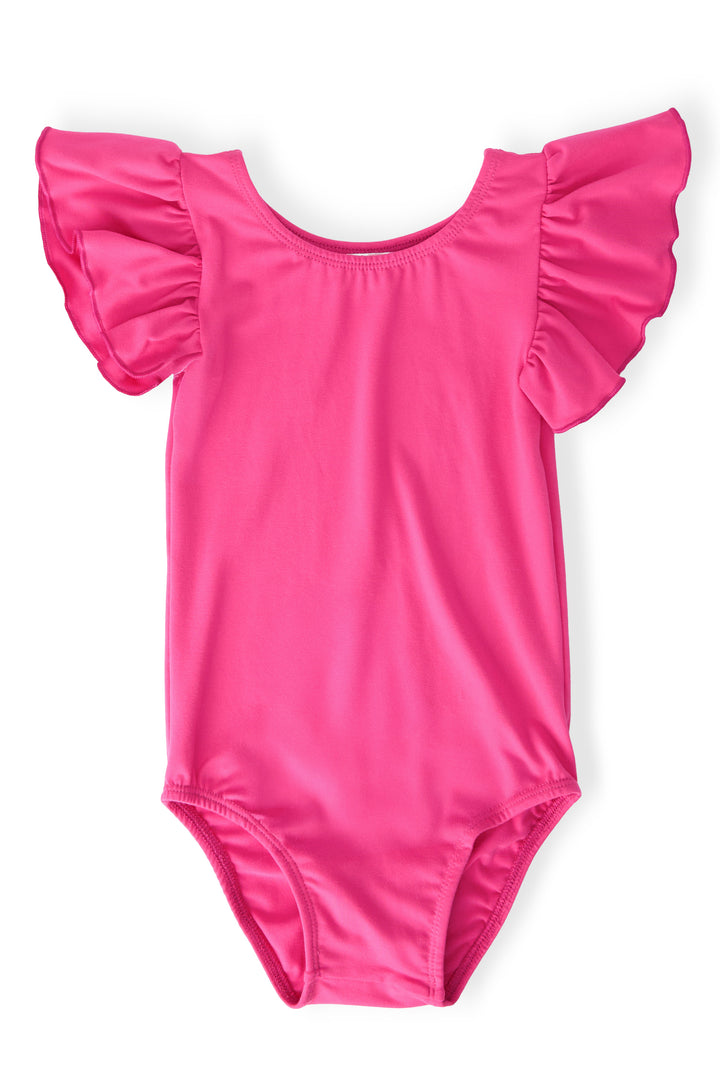 Hot Pink S/S Flutter Sleeve Leotard-Mila & Rose ®