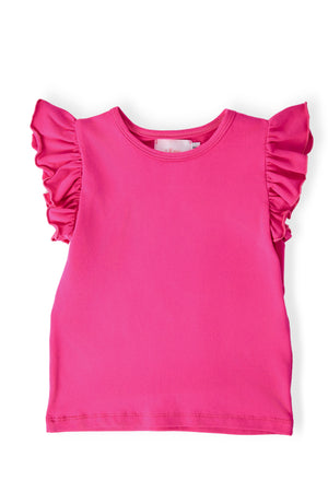 Hot Pink S/S Ruffle Tee-Mila & Rose ®