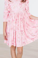 (V) Howdy 3/4 Sleeve Ruffle Twirl Dress-Mila & Rose ®
