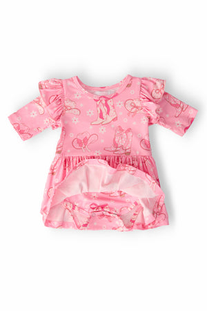 Howdy 3/4 Sleeve Flutter Twirl Bodysuit-Mila & Rose ®