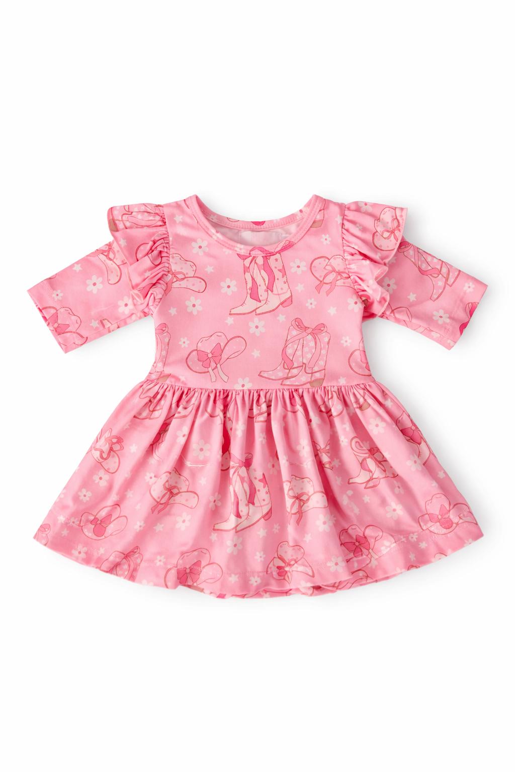 Howdy 3/4 Sleeve Flutter Twirl Bodysuit-Mila & Rose ®