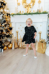 Hunter Green Velvet Sequin Dress-Mila & Rose ®