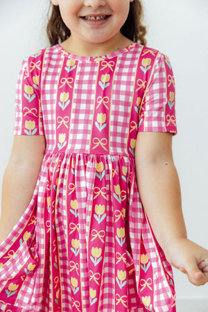 I Love You Tulip Much S/S Pocket Twirl Dress-Mila & Rose ®