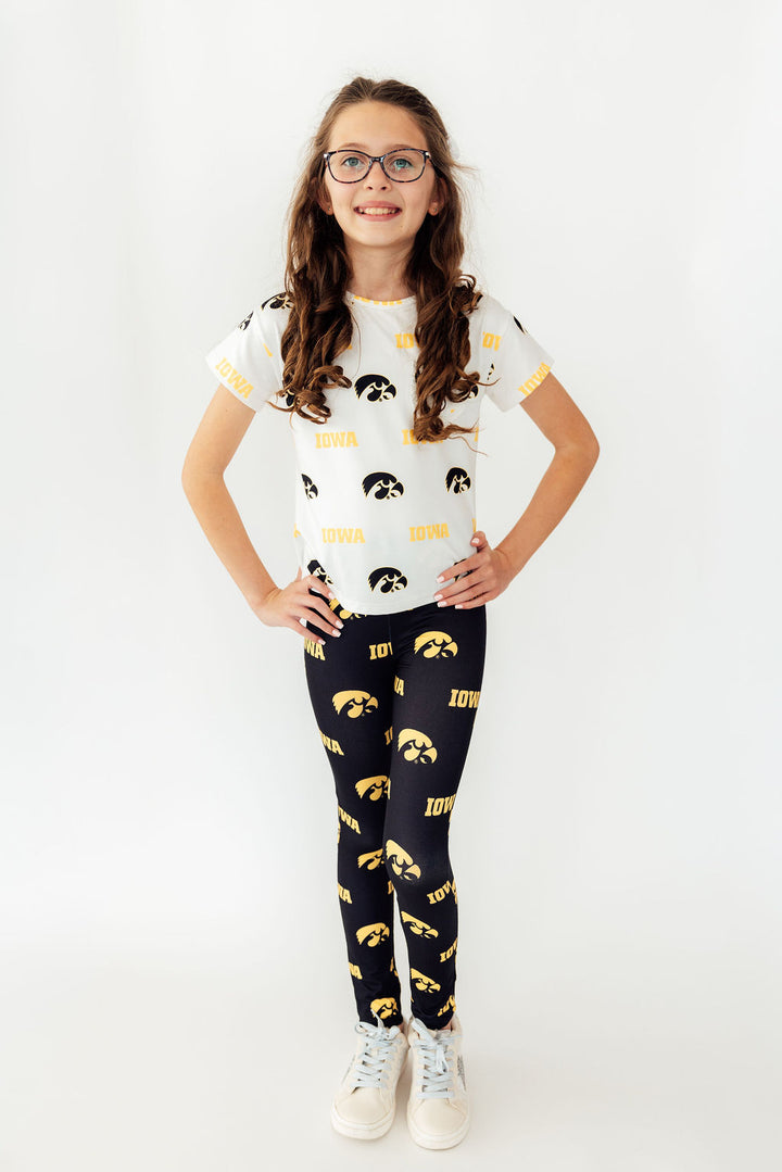 Iowa White Tigerhawk Ruffle Pocket Tee-Mila & Rose ®