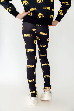 (S) Iowa Black Tigerhawk Leggings-Mila & Rose ®