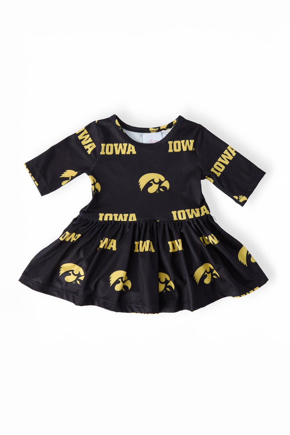 Iowa Black Tigerhawk 3/4 Sleeve Twirl Bodysuit-Mila & Rose ®
