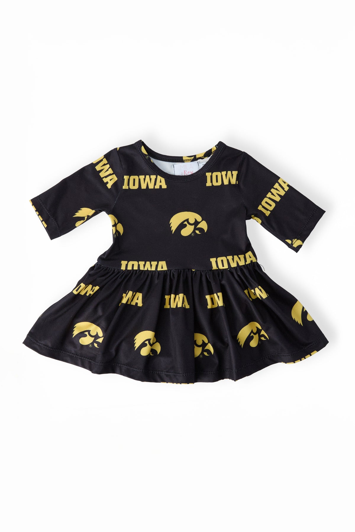Iowa Black Tigerhawk 3/4 Sleeve Twirl Bodysuit-Mila & Rose ®