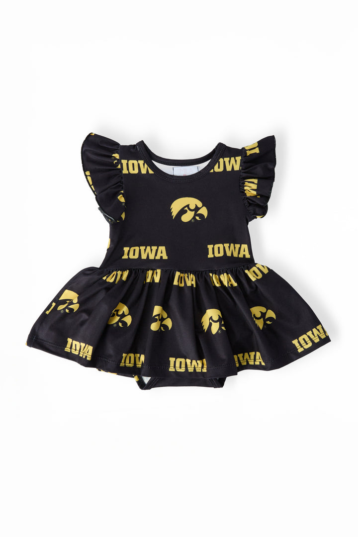 Iowa Black Tigerhawk S/S Flutter Twirl Bodysuit-Mila & Rose ®