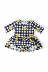 Iowa Plaid Tigerhawk 3/4 Sleeve Twirl Bodysuit-Mila & Rose ®