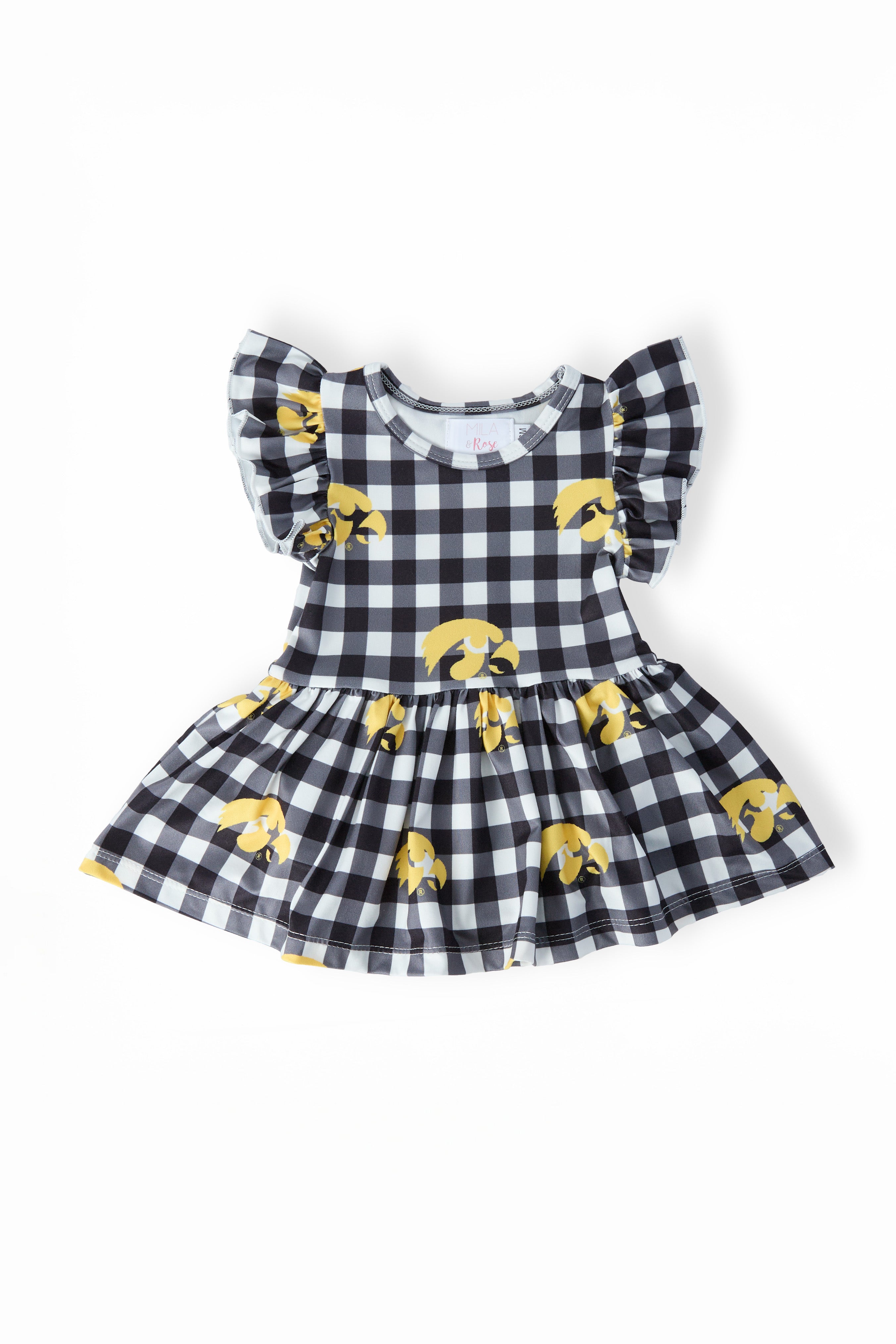 (S) Iowa Plaid Tigerhawk Flutter Twirl Bodysuit-Mila & Rose ®